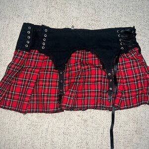 Tripp NYC Red and Black Skater Mini Skirt